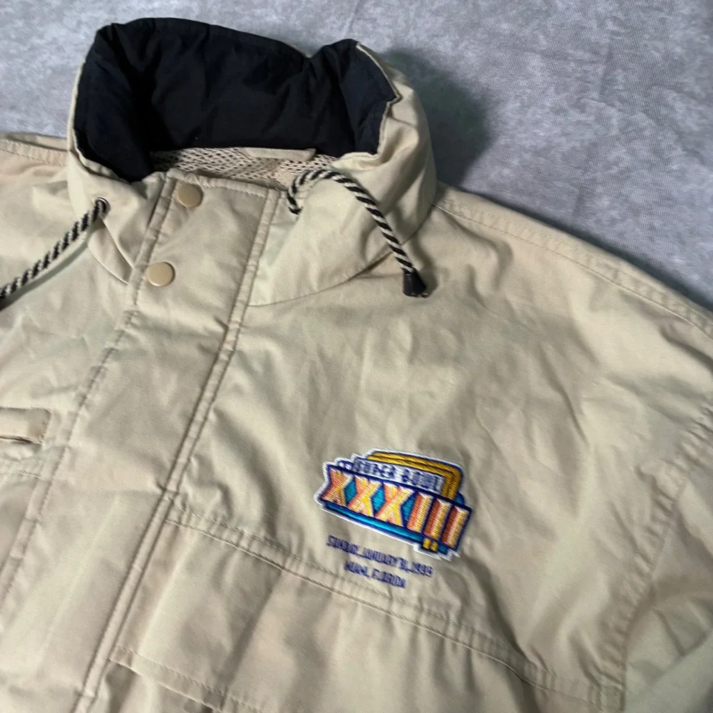 Vintage 1999 Logo Athletic NFL Super Bowl XXXIII Experience Jacket Tan Mens XL